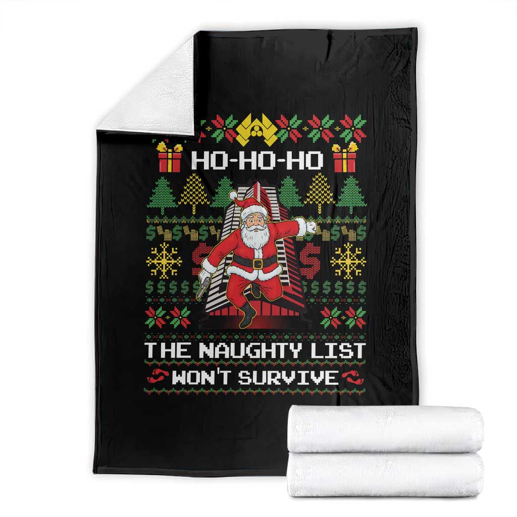Nakatomi Plaza Christmas Throw Blanket Funny Santa Gun Cosplay Xmas - Wonder Print Shop