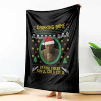 Charlie Hunnam Ed Gein Throw Blanket Drinking Wine Eating These Sinful Cold Cuts - Wonder Print Shop