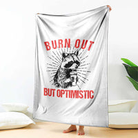Burnt Out But Optimistic Throw Blanket Funny Raccoon Meme - Wonder Print Shop