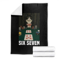 67 Poker Cat Throw Blanket Funny Six Seven Meme - Wonder Print Shop