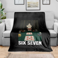 67 Poker Cat Throw Blanket Funny Six Seven Meme - Wonder Print Shop