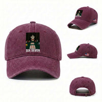 67 Poker Cat Washed Cotton Baseball Cap Funny Six Seven Meme
