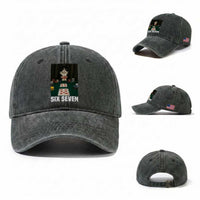 67 Poker Cat Washed Cotton Baseball Cap Funny Six Seven Meme