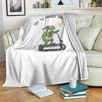 Off To Praise The Lord Throw Blanket Funny Frog Christian - Wonder Print Shop