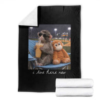 Funny Punch Monkey Baseball Throw Blanket I Live Here Now Ballpark Graphic