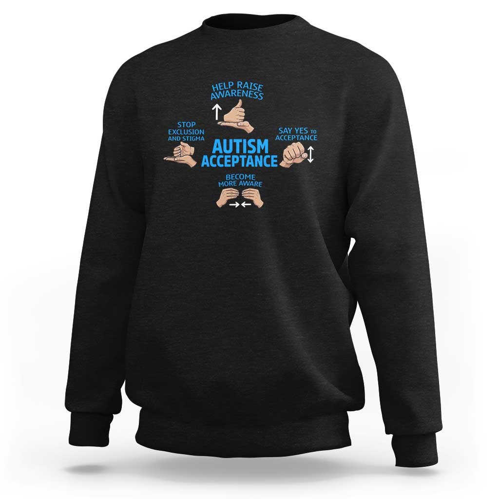 Autism Acceptance Sweatshirt Hand Neurodiversity SPED Teacher