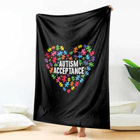 Autism Acceptance Throw Blanket Love Heart Puzzle Piece Gift