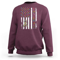 Autism Acceptance Sweatshirt American Flag Neurodivergent Support Ribbon Puzzle