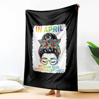 Autism Acceptance Throw Blanket Neurodivergent Support Messy Bun Ribbon Puzzle