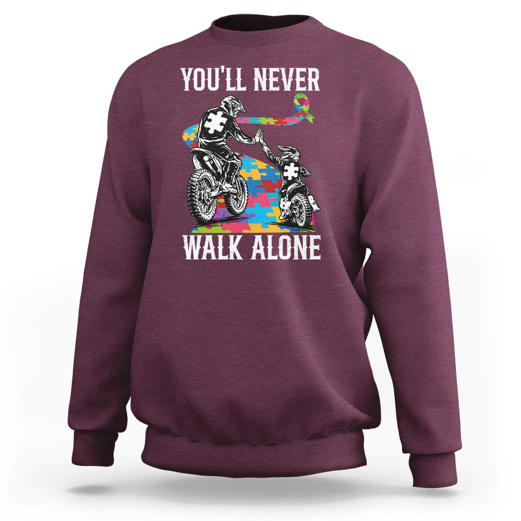 Autism Acceptance Sweatshirt Autism Dad Motocross Rider Father Son Support