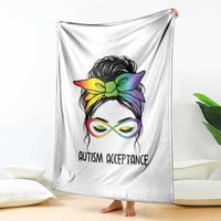 Autism Acceptance Throw Blanket Neurodiversity Awareness Messy Bun Women