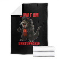 Now I Am Unstoppable Throw Blanket Funny Cute Cat Catzilla - Wonder Print Shop