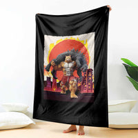 Catzilla Funny Cat Japanese Cityscape Throw Blanket - Wonder Print Shop