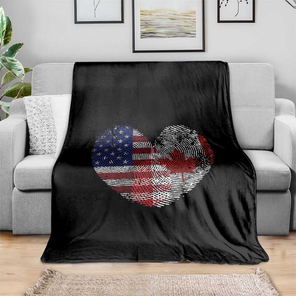 Half Canadian Half American USA Flag Canada America Throw Blanket