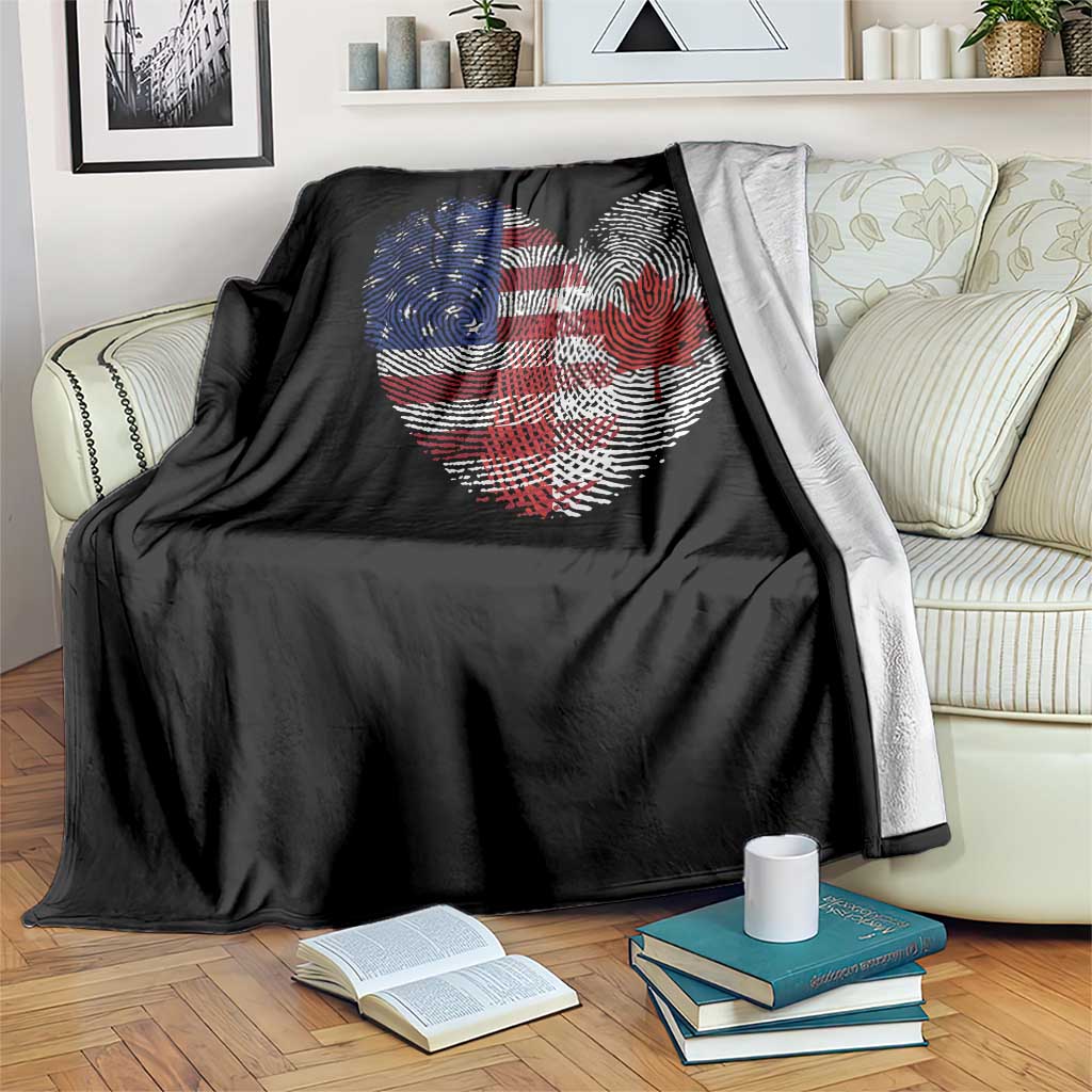 Half Canadian Half American USA Flag Canada America Throw Blanket