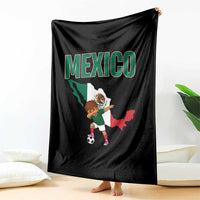 Mexico Soccer Boy Dabbing Boy Mexican Flag Map Throw Blanket