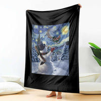 Christmas Snowman Starry Night Throw Blanket - Wonder Print Shop