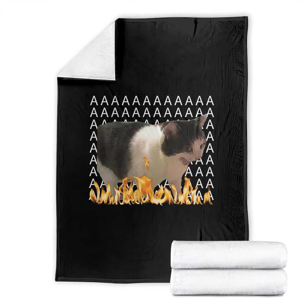 Screaming Cat Meme Throw Blanket Funny Internet Gen Z Cat Lover