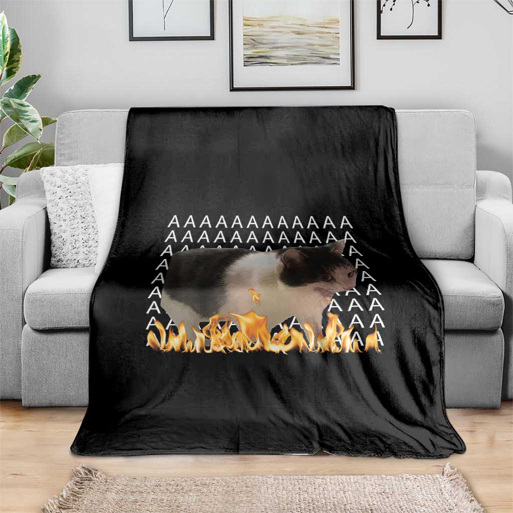 Screaming Cat Meme Throw Blanket Funny Internet Gen Z Cat Lover