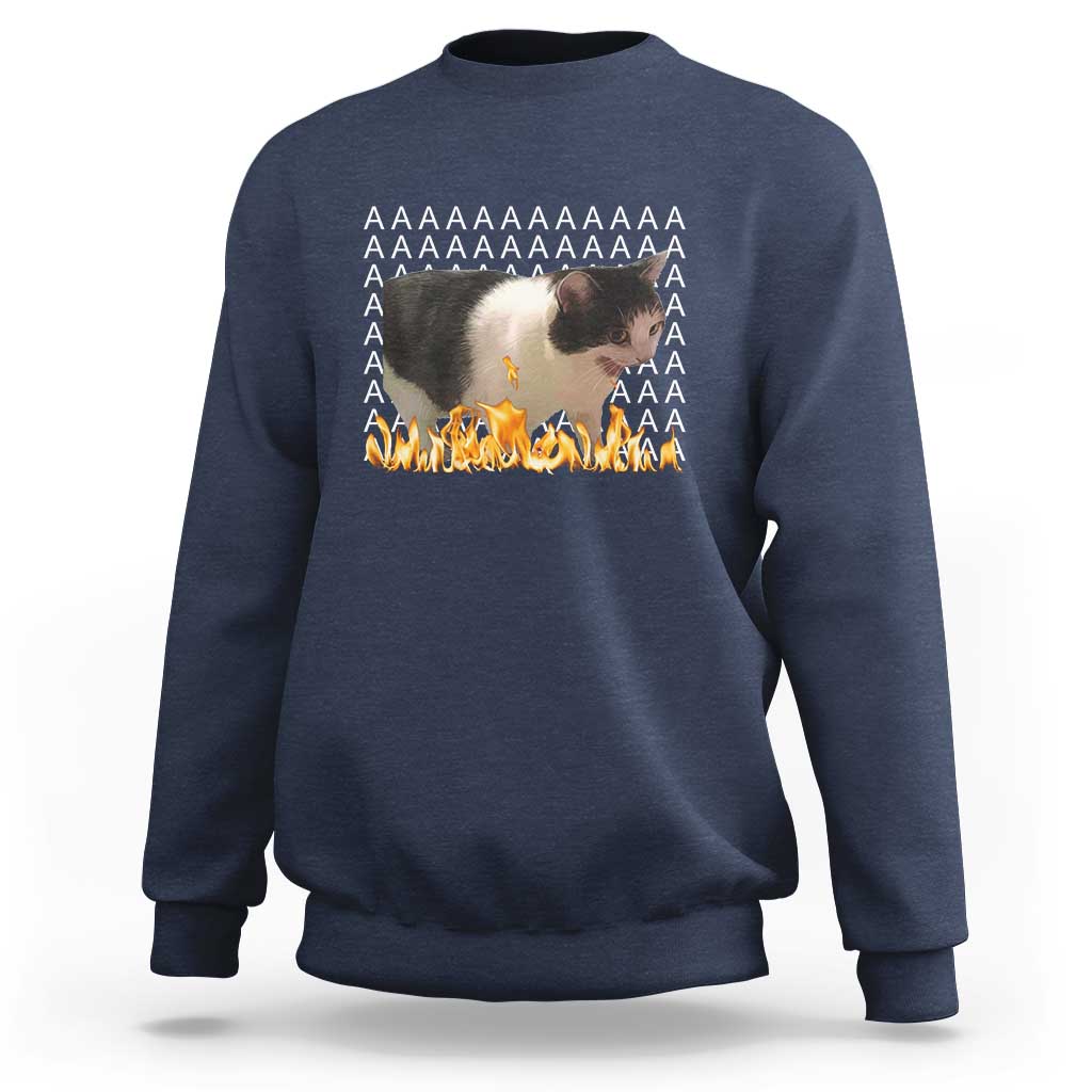 Screaming Cat Meme Sweatshirt Funny Internet Gen Z Cat Lover