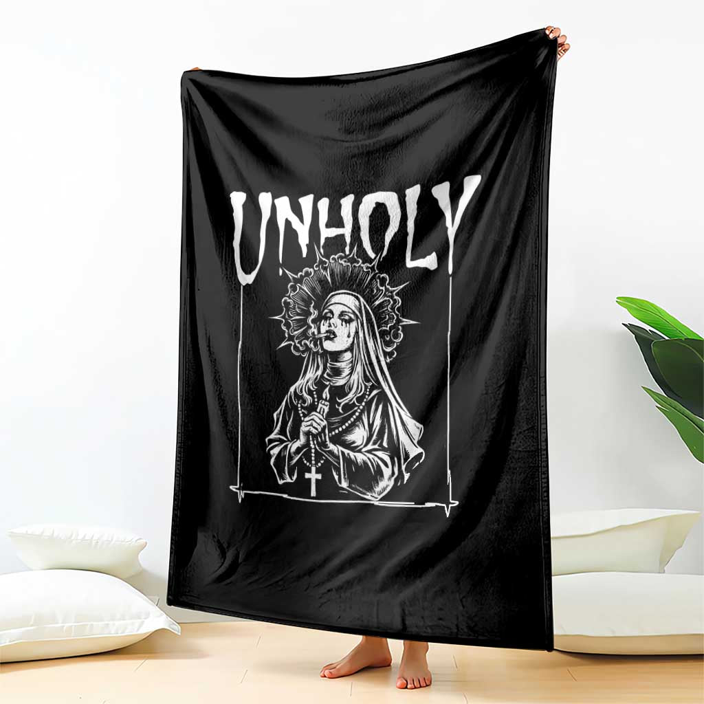 Unholy Nun Throw Blanket Funny Horror Unholy Nun Satan Baphomet Gothic