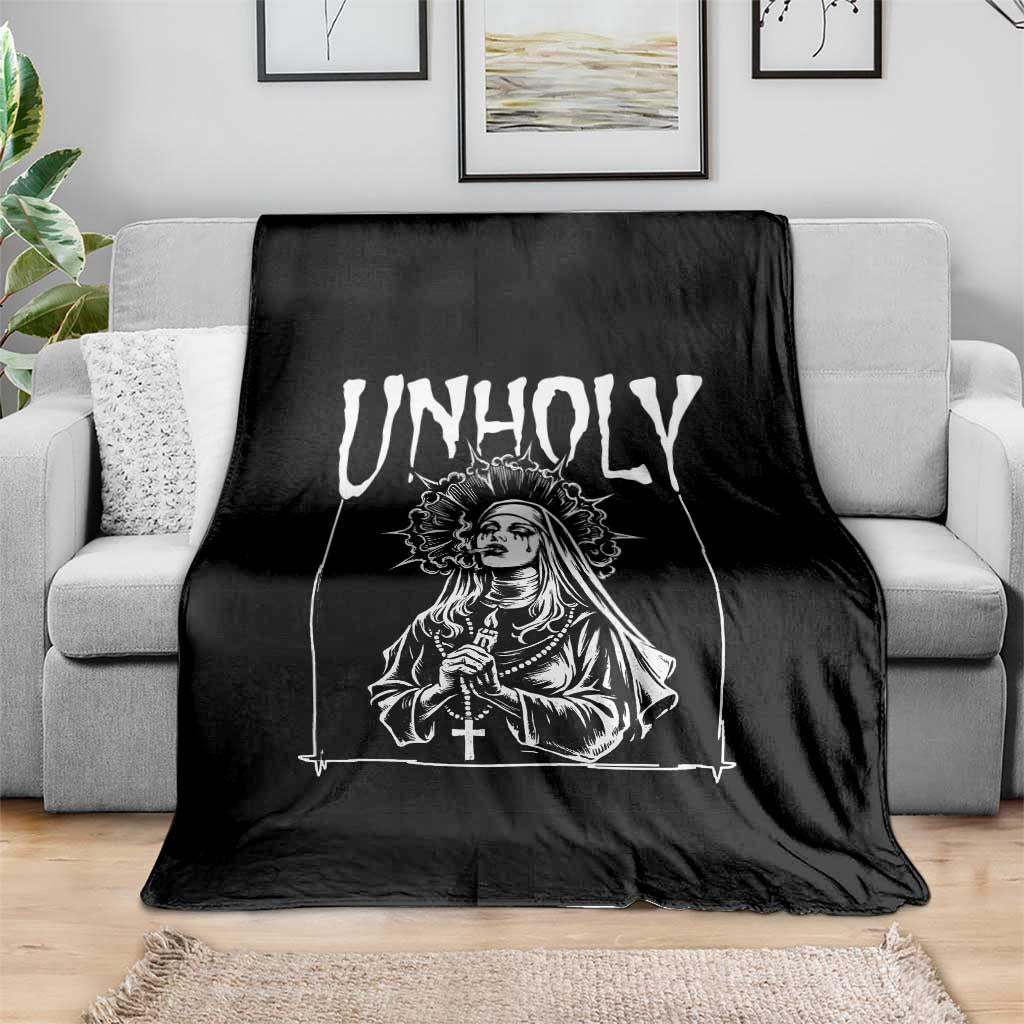 Unholy Nun Throw Blanket Funny Horror Unholy Nun Satan Baphomet Gothic