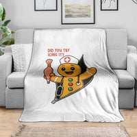 Funny ICU Nurse Christmas Throw Blanket Gingerbread Did You Try Icing It - Wonder Print Shop