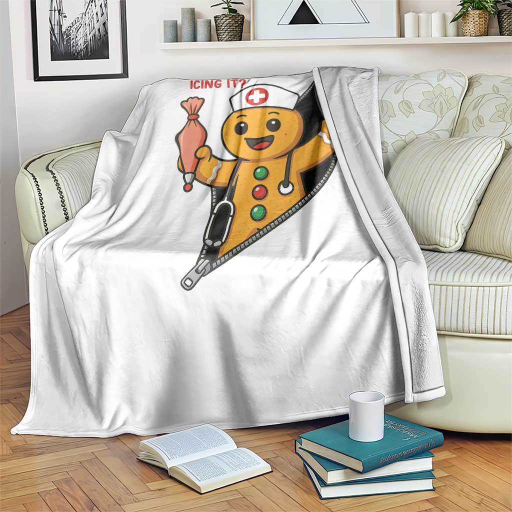 Funny ICU Nurse Christmas Throw Blanket Gingerbread Did You Try Icing It - Wonder Print Shop