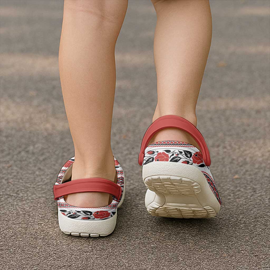Ukraine Unity Day Clogs Shoes The Trident With Folk Pattern - Wonder Print Shop