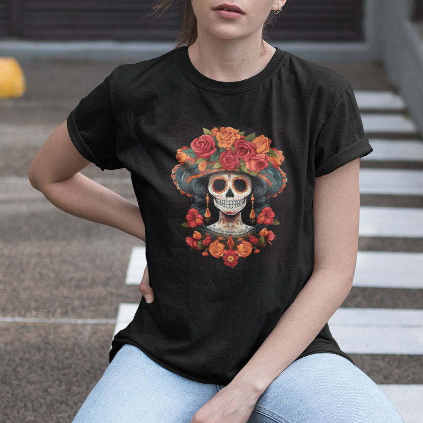 Day of the Dead Women T Shirt For Women Dia De Los Muertos Calavera Sugar Skull Women TS02