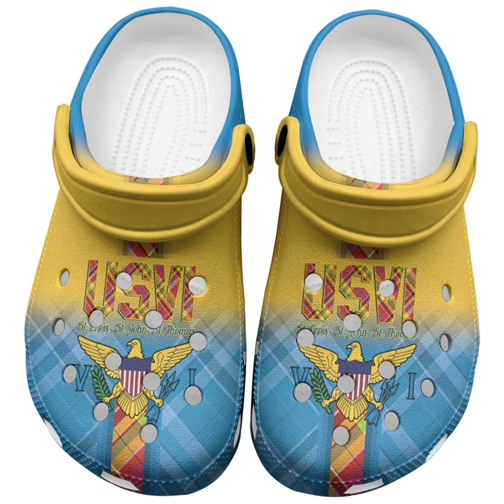US Virgin Islands Clogs Shoes Madras Pattern Gradient Style - Wonder Print Shop
