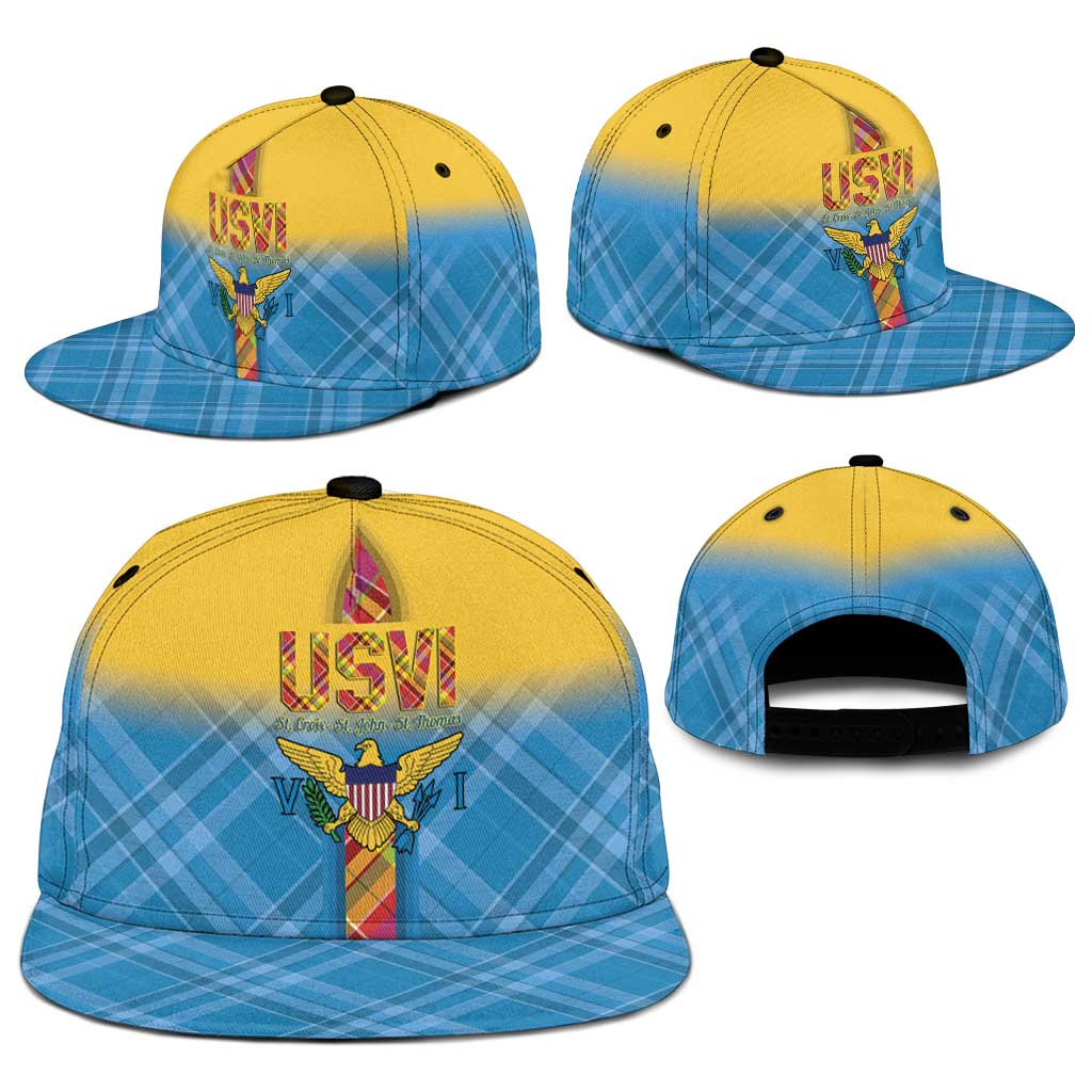 US Virgin Islands Snapback Cap Madras Pattern Gradient Style - Wonder Print Shop