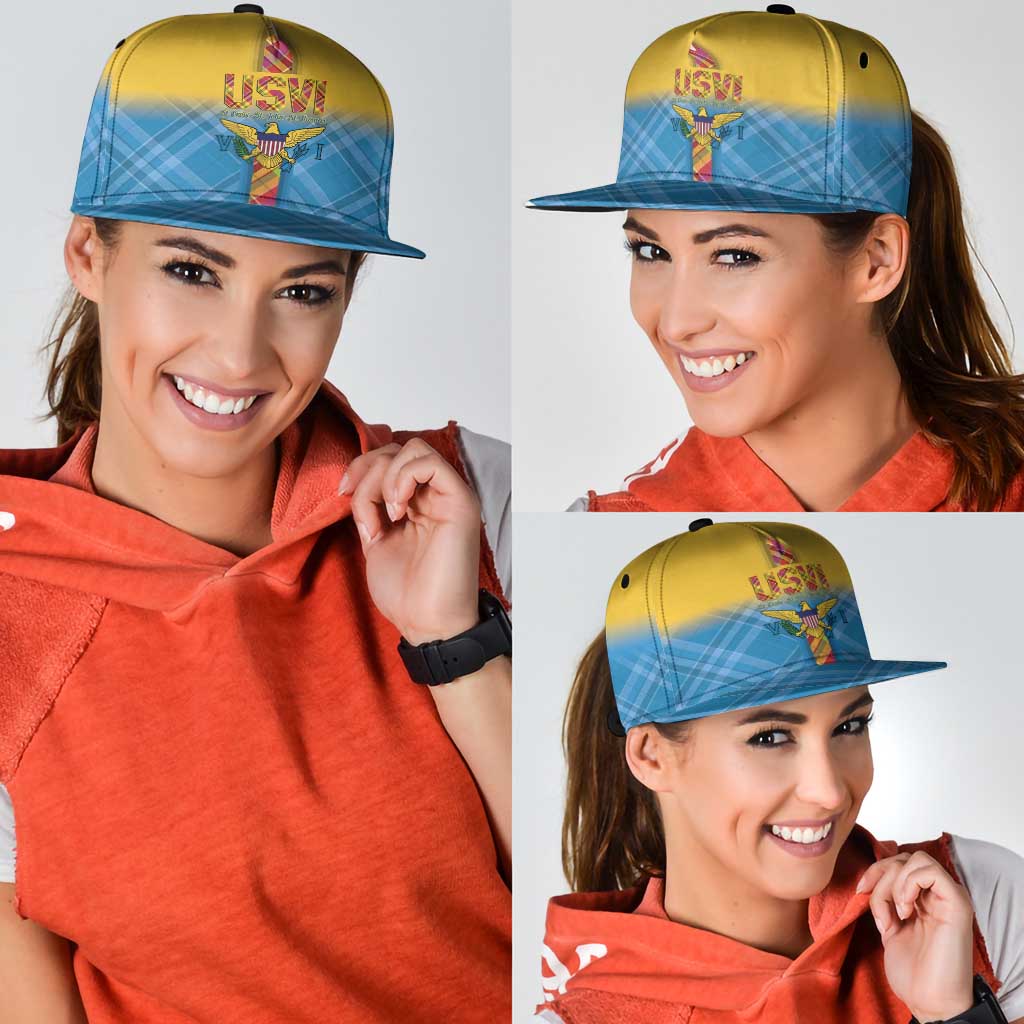 US Virgin Islands Snapback Cap Madras Pattern Gradient Style - Wonder Print Shop