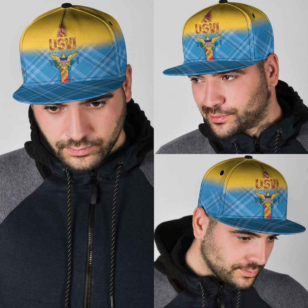 US Virgin Islands Snapback Cap Madras Pattern Gradient Style - Wonder Print Shop