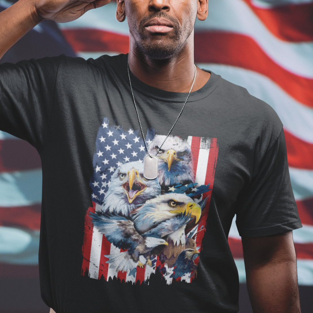 American Flag Bald Eagle Spirit US Pride Patriotic T Shirt - Wonder Print Shop