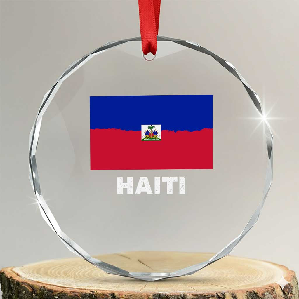 Vintage Distressed Haiti Flag Crystal Glass Ornament Haitian Heritage Pride