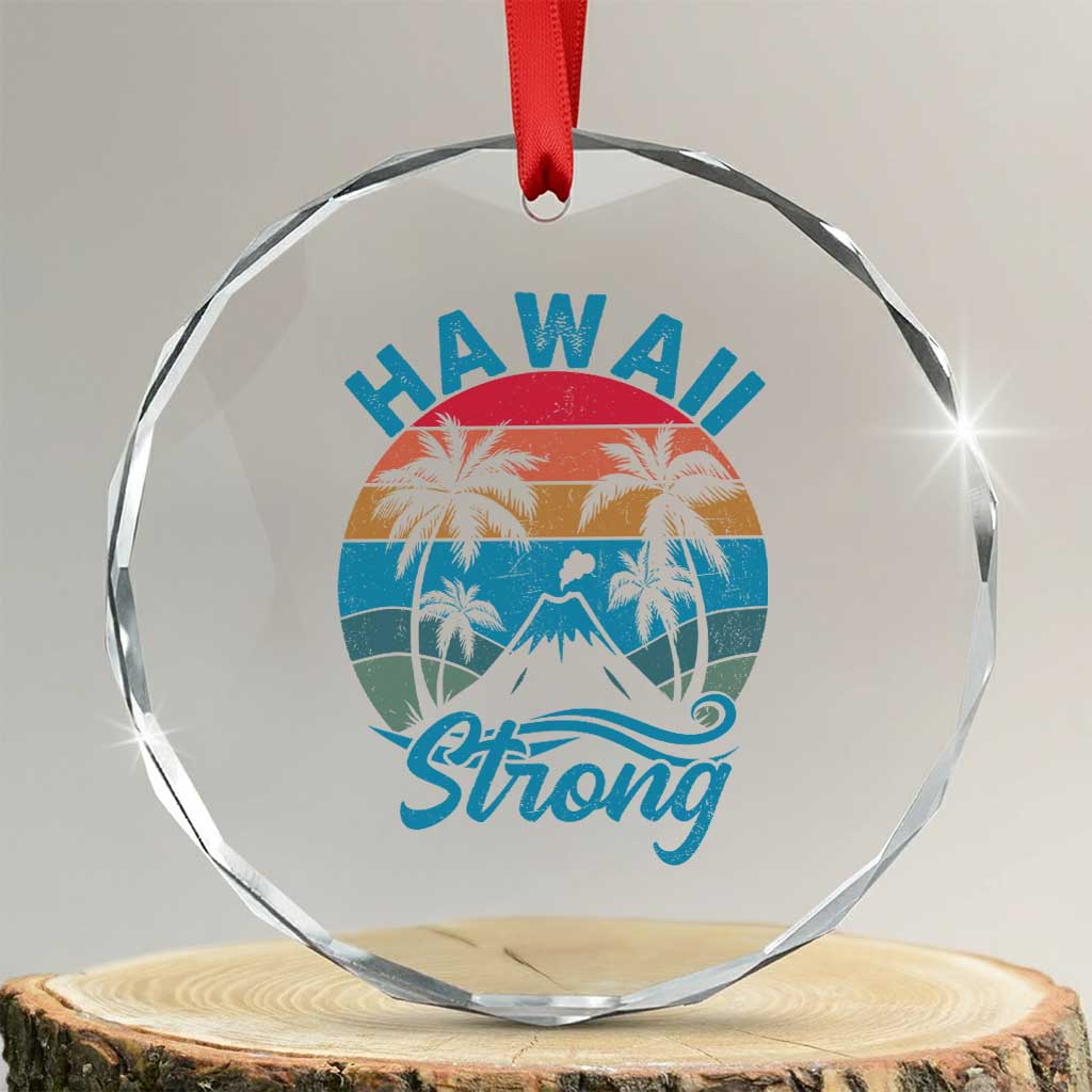 Vintage Hawaii Strong Retro Sunset Tropical Crystal Glass Ornament Volcano Hawaiian Islands Pride Support