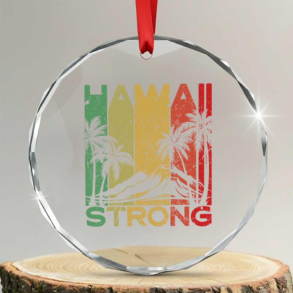 Vintage Retro Hawaii Strong Crystal Glass Ornament Tropical Volcano Hawaiian Islands Pride Support