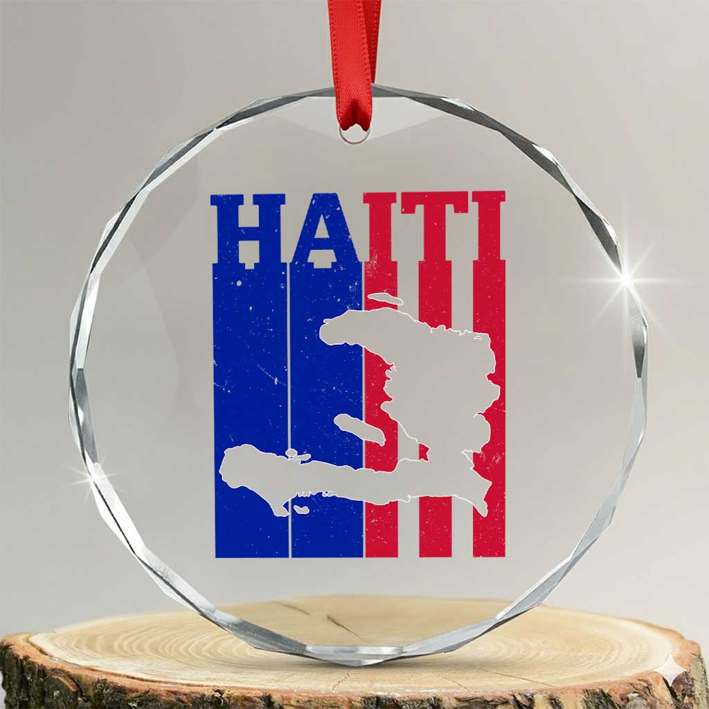 Vintage Retro Map of Haiti Crystal Glass Ornament Haitian Heritage Pride Travel Souvenir
