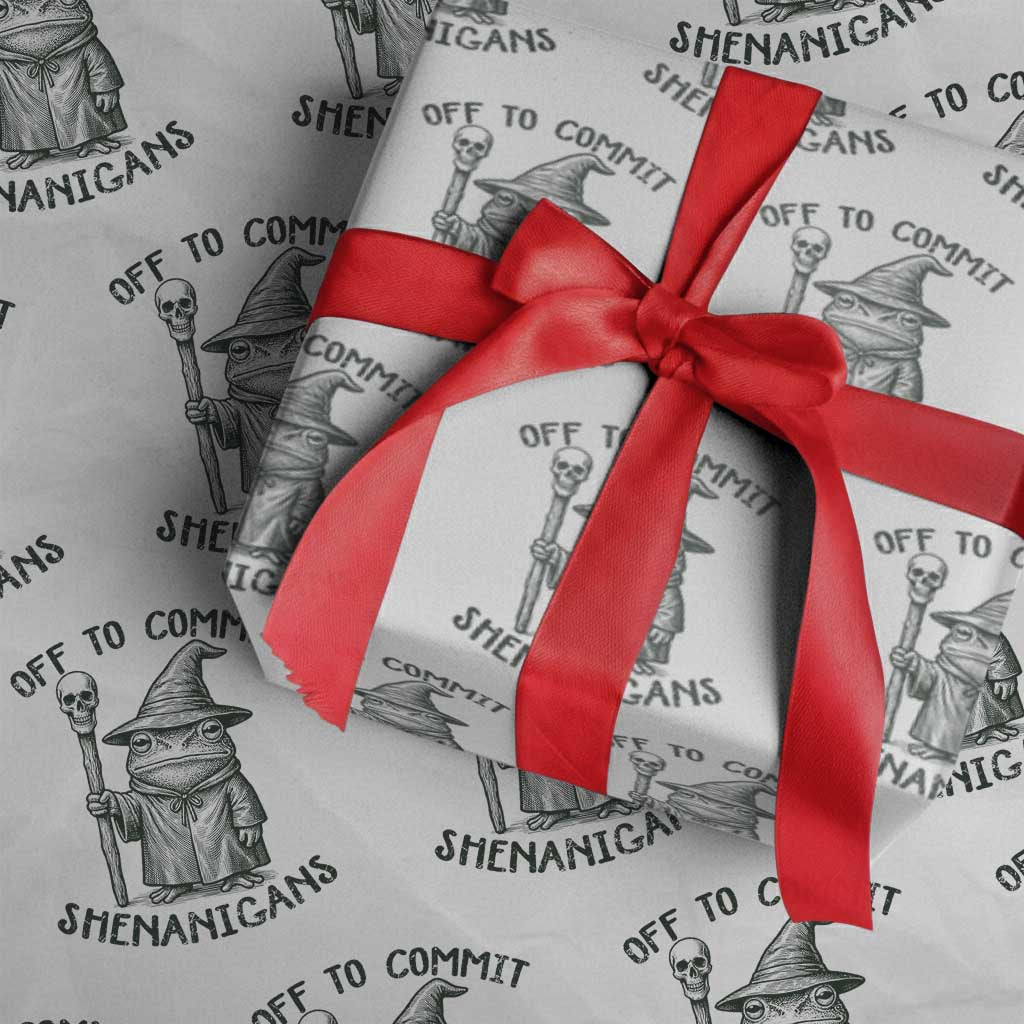 Wizard Frog Wrapping Paper Roll Funny Off to Commit Shenanigans