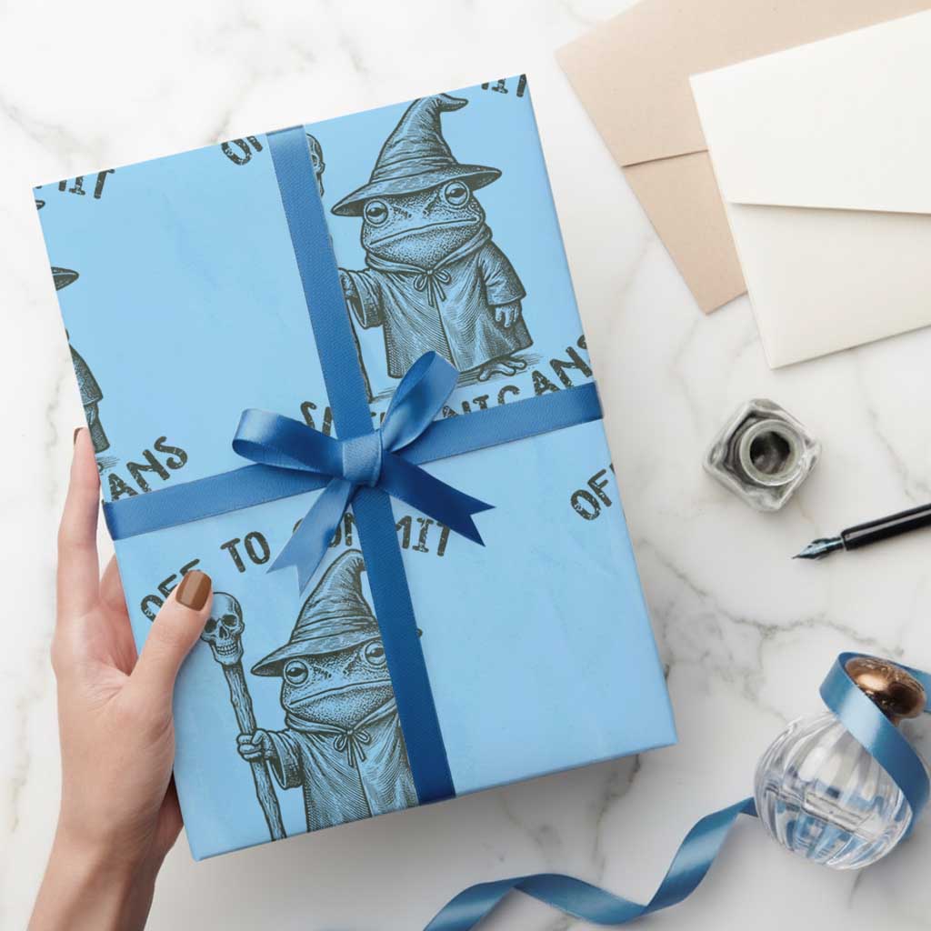 Wizard Frog Wrapping Paper Roll Funny Off to Commit Shenanigans