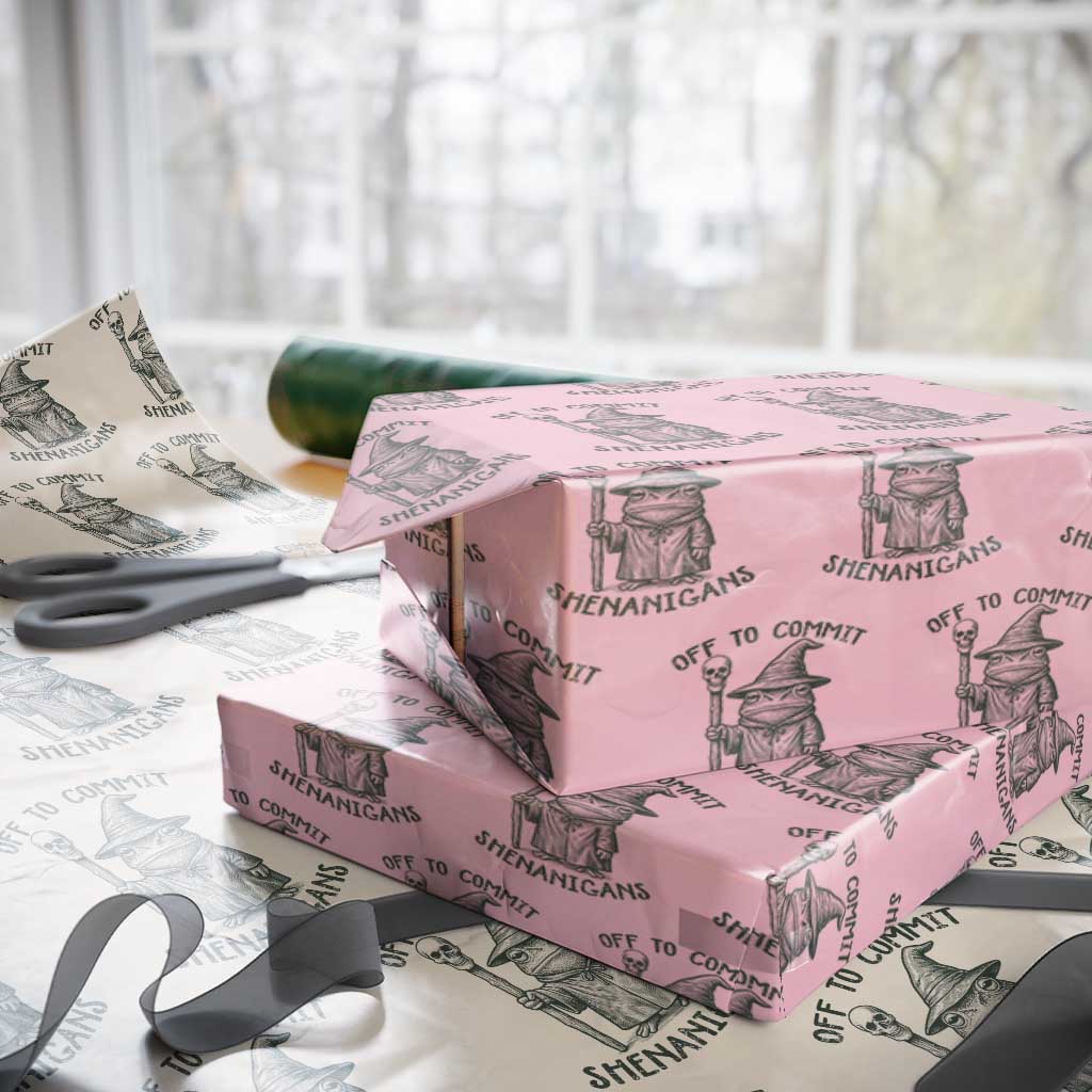 Wizard Frog Wrapping Paper Roll Funny Off to Commit Shenanigans