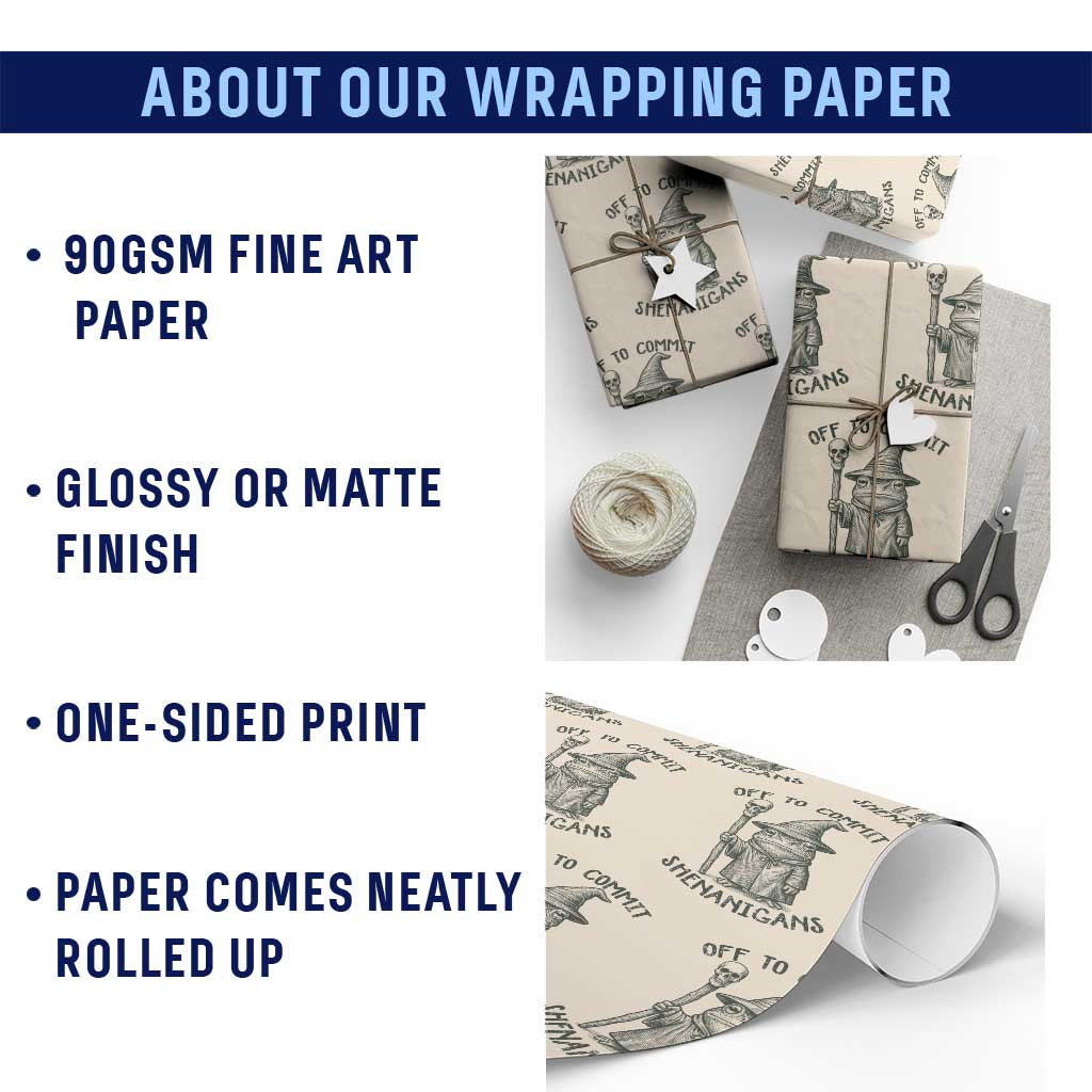 Wizard Frog Wrapping Paper Roll Funny Off to Commit Shenanigans