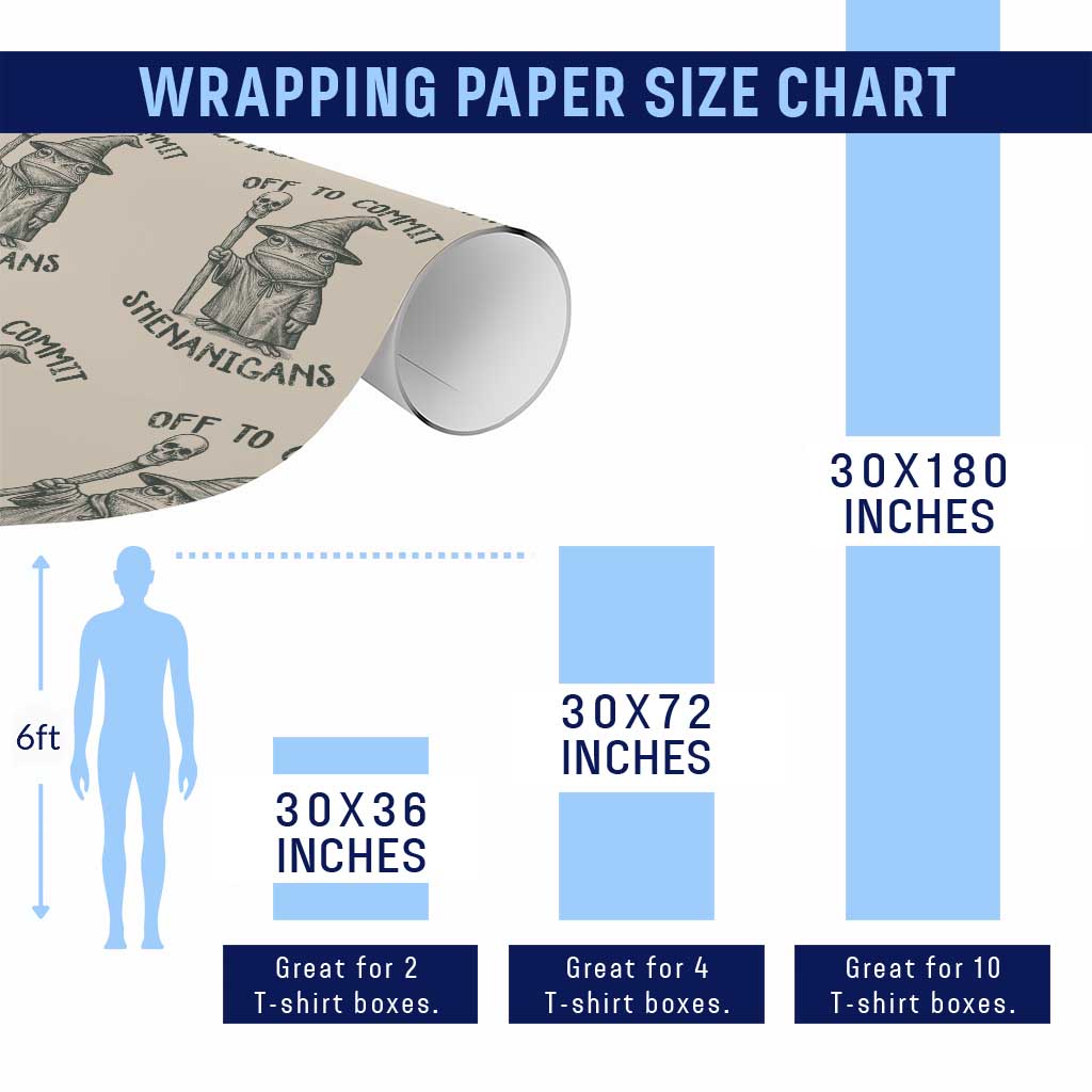 Wizard Frog Wrapping Paper Roll Funny Off to Commit Shenanigans