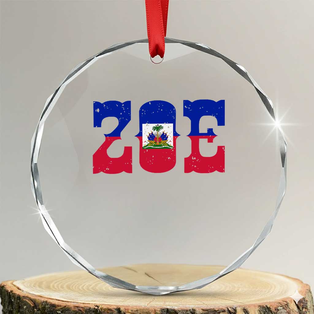 Zoe Haitian Pride Crystal Glass Ornament Haiti Flag Culture Heritage Pride