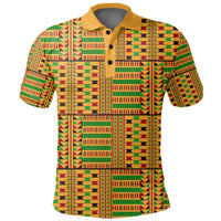 Multicolor kente-pattern polo shirt with button placket and short sleeves