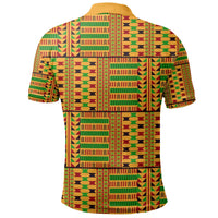 Multicolor kente-pattern polo shirt, back view with short sleeves