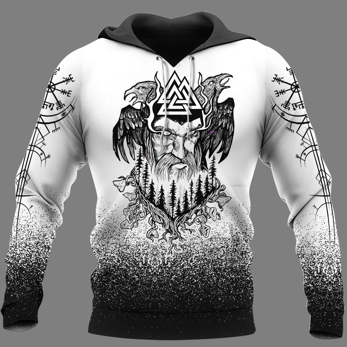 Viking Clothing Odin Raven Valknut Hammer Viking Hoodie RLT12 - Wonder Print Shop