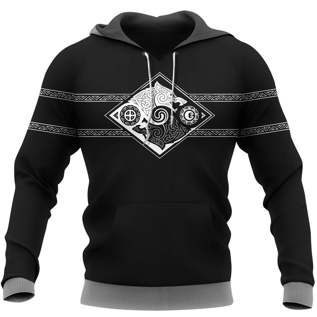 Viking Clothing Hati and Skoll Valknut Shield Hoodie RLT12 - Wonder Print Shop