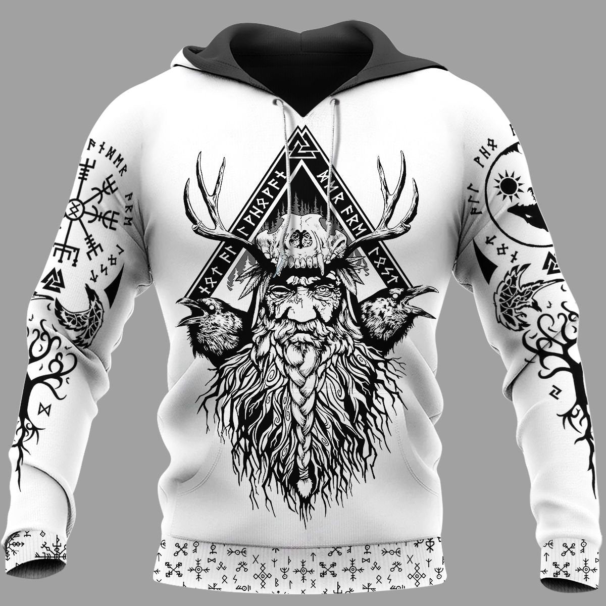 Viking Clothing Odin Raven and Yggdrasil Hoodie RLT12 - Wonder Print Shop